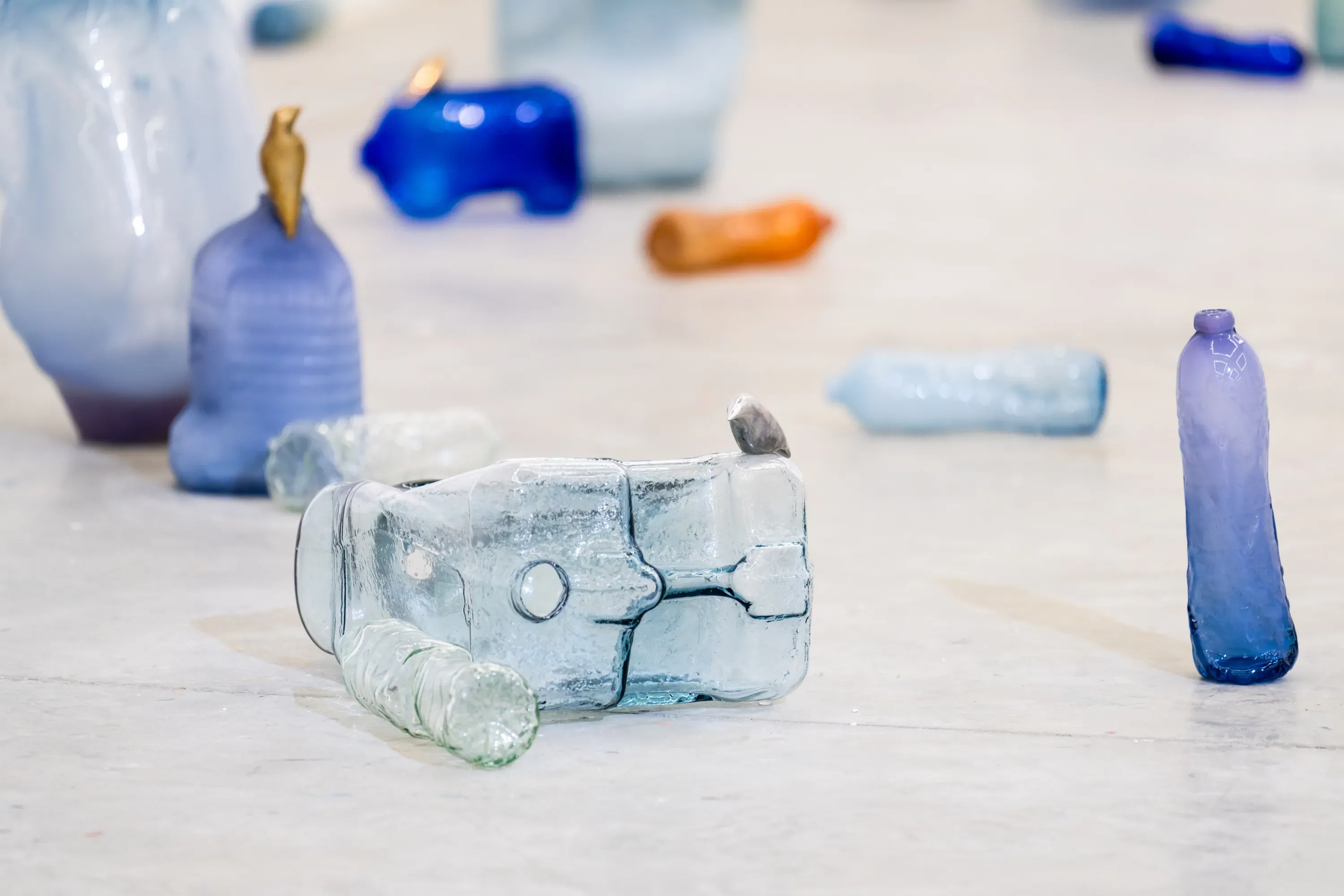 Béchir Boussandel, blown glass bottles, detail