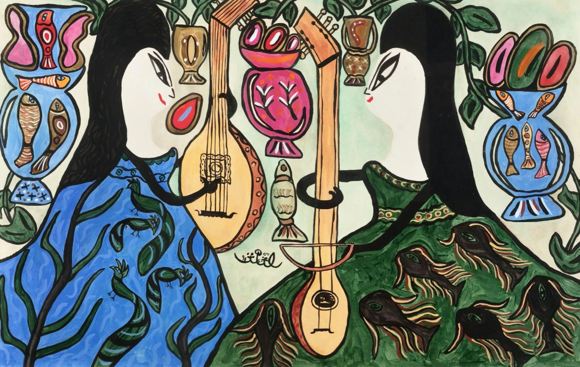 Baya Mahieddine, Two Musicians, undated